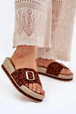 Best Klapki Damskie Na Platformie Ze Złotą Klamrą Panterka Selira Damskie Klapki Na Platformie|Klapki Damskie Klasyczne