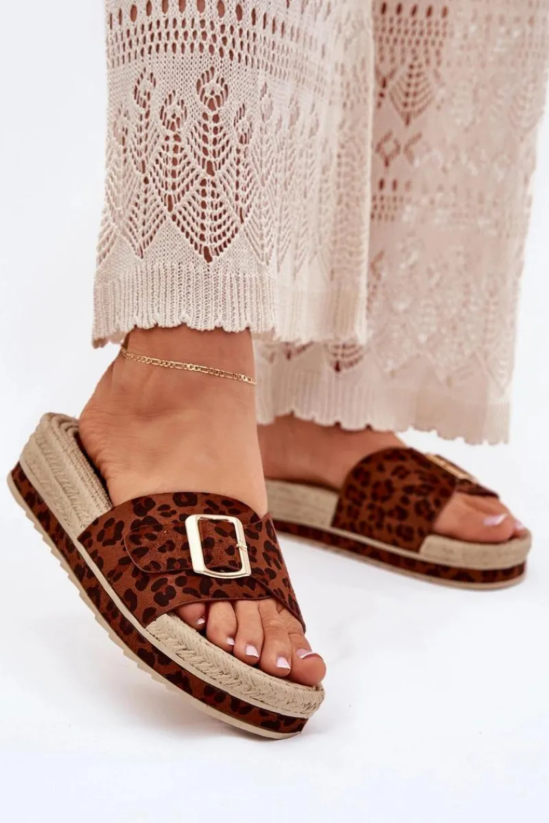 Best Klapki Damskie Na Platformie Ze Złotą Klamrą Panterka Selira Damskie Klapki Na Platformie|Klapki Damskie Klasyczne