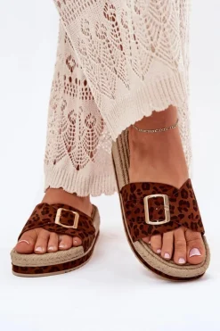 Best Klapki Damskie Na Platformie Ze Złotą Klamrą Panterka Selira Damskie Klapki Na Platformie|Klapki Damskie Klasyczne