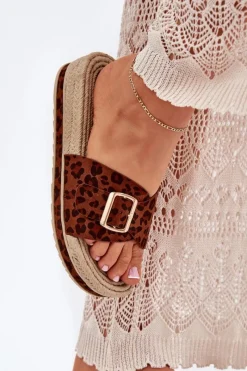 Best Klapki Damskie Na Platformie Ze Złotą Klamrą Panterka Selira Damskie Klapki Na Platformie|Klapki Damskie Klasyczne