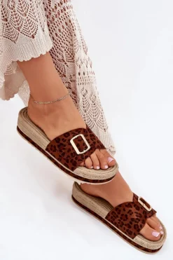 Best Klapki Damskie Na Platformie Ze Złotą Klamrą Panterka Selira Damskie Klapki Na Platformie|Klapki Damskie Klasyczne