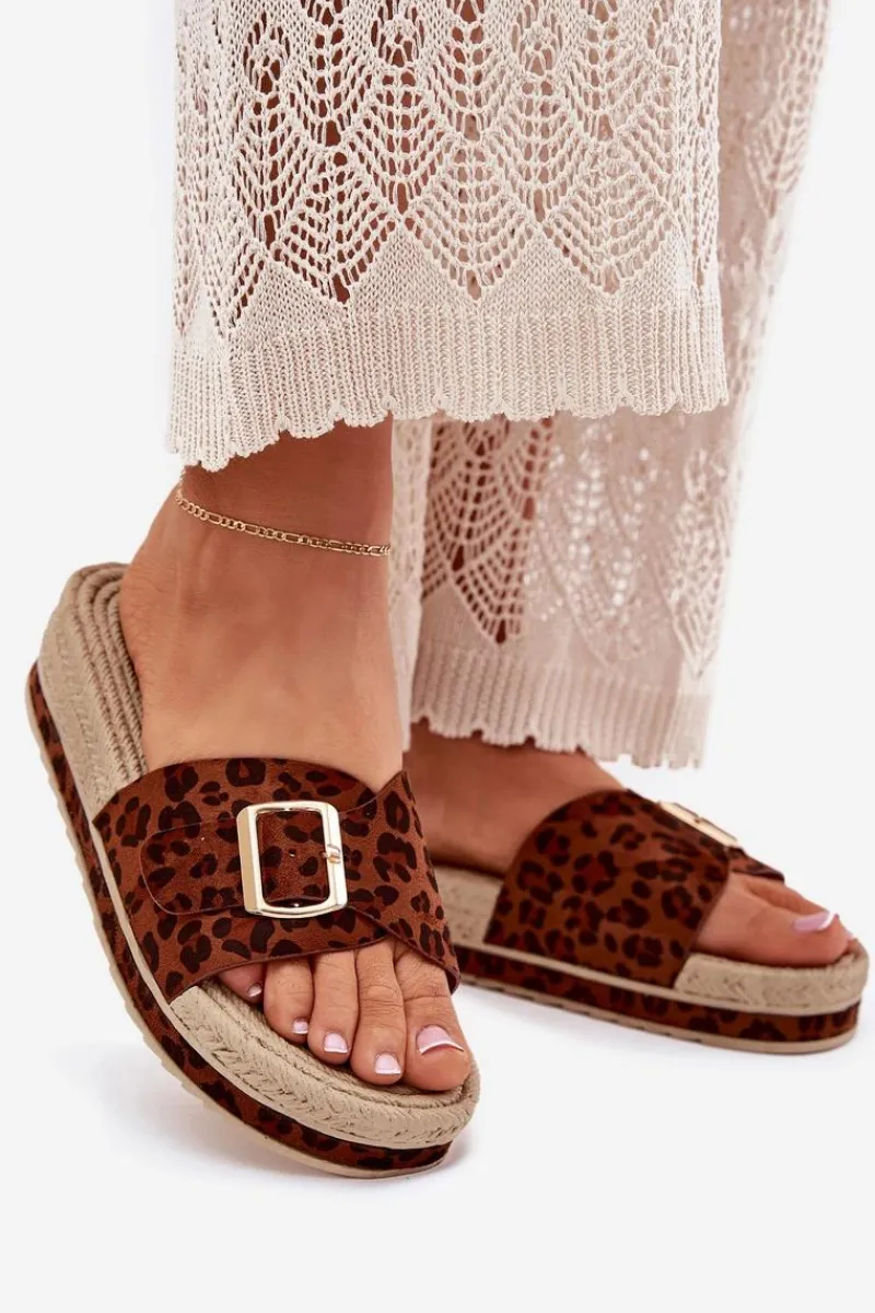 Best Klapki Damskie Na Platformie Ze Złotą Klamrą Panterka Selira Damskie Klapki Na Platformie|Klapki Damskie Klasyczne