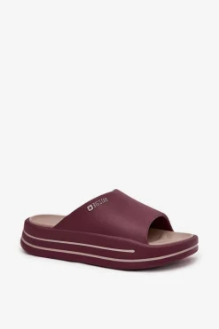 Best Big Star Shoes Klapki Damskie Na Platformie Big Star SS274425 Bordowe Czerwony
