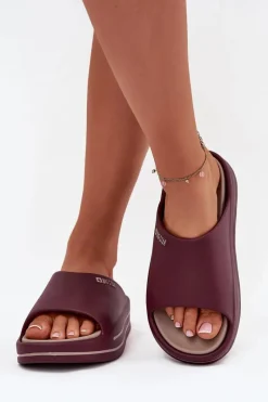 Best Big Star Shoes Klapki Damskie Na Platformie Big Star SS274425 Bordowe Czerwony