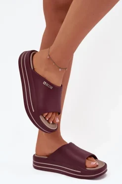 Best Big Star Shoes Klapki Damskie Na Platformie Big Star SS274425 Bordowe Czerwony