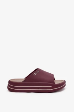 Best Big Star Shoes Klapki Damskie Na Platformie Big Star SS274425 Bordowe Czerwony