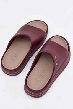 Best Big Star Shoes Klapki Damskie Na Platformie Big Star SS274425 Bordowe Czerwony