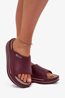 Best Big Star Shoes Klapki Damskie Na Platformie Big Star SS274425 Bordowe Czerwony