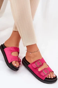 Klapki Na Platformie|Klapki Damskie Klasyczne>Boto Klapki Damskie Na Platformie Z Klamrami Fuksja Simbes Różowy