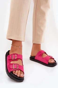 Klapki Na Platformie|Klapki Damskie Klasyczne>Boto Klapki Damskie Na Platformie Z Klamrami Fuksja Simbes Różowy