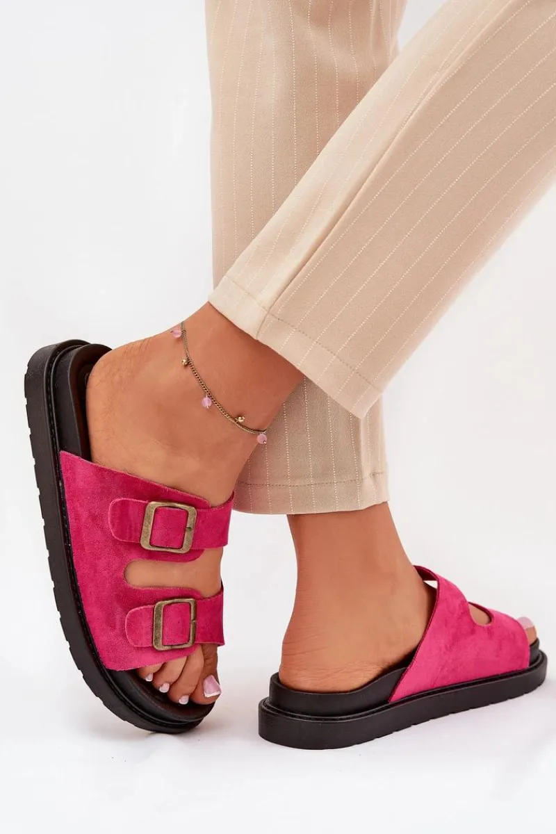 Klapki Na Platformie|Klapki Damskie Klasyczne>Boto Klapki Damskie Na Platformie Z Klamrami Fuksja Simbes Różowy
