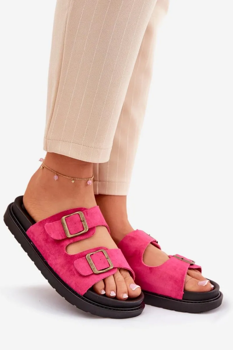 Klapki Na Platformie|Klapki Damskie Klasyczne>Boto Klapki Damskie Na Platformie Z Klamrami Fuksja Simbes Różowy