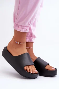 Boto Klapki Damskie Na Platformie Piankowe Czarne Airaplea