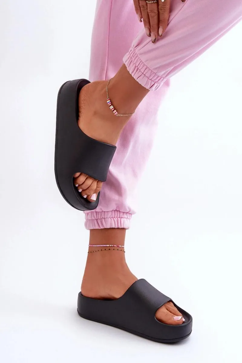 Boto Klapki Damskie Na Platformie Piankowe Czarne Airaplea