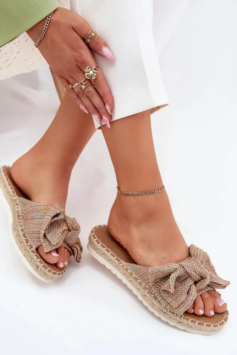 Klapki Na Platformie|Klapki Damskie Klasyczne>Boto Klapki Damskie Na Platformie Z Plecionką I Kokardką Multikolor Alpireda Wielokolorowy