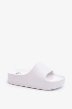 Outlet Boto Klapki Damskie Na Platformie Piankowe Białe Airaplea