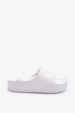 Outlet Boto Klapki Damskie Na Platformie Piankowe Białe Airaplea