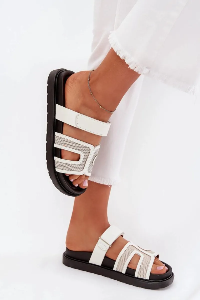 Klapki Na Platformie|Klapki Damskie Klasyczne>Boto Klapki Damskie Na Platformie Z Rzepem Białe Kovira