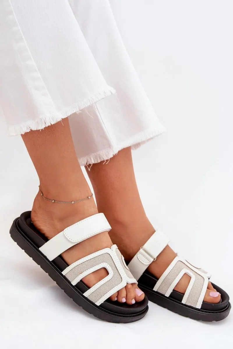 Klapki Na Platformie|Klapki Damskie Klasyczne>Boto Klapki Damskie Na Platformie Z Rzepem Białe Kovira