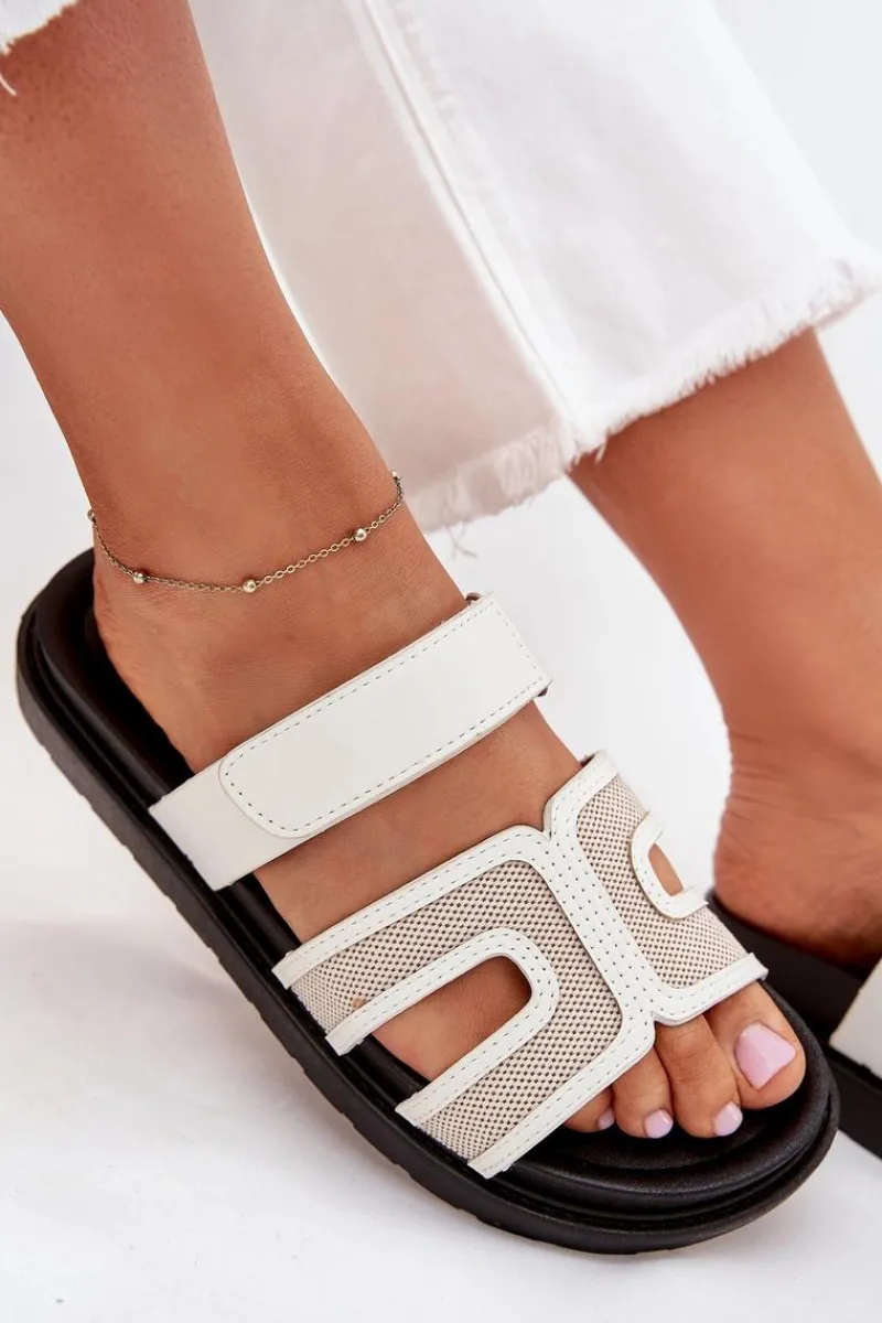 Klapki Na Platformie|Klapki Damskie Klasyczne>Boto Klapki Damskie Na Platformie Z Rzepem Białe Kovira