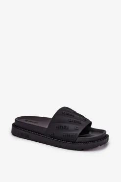 Sale Klapki Damskie Na Platformie Big Star RR274A540 Czarne Damskie Klapki Damskie Big Star|Klapki Na Platformie