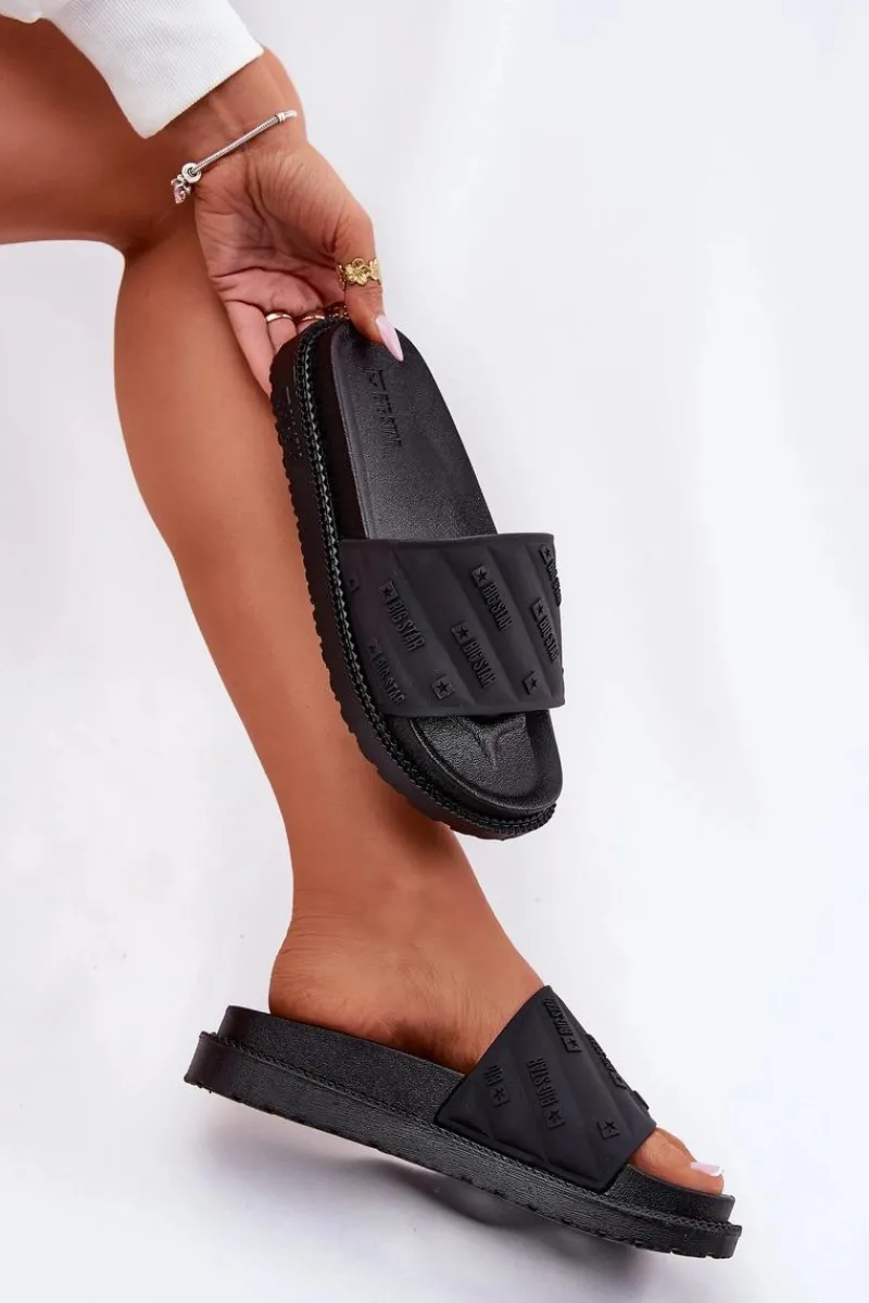 Sale Klapki Damskie Na Platformie Big Star RR274A540 Czarne Damskie Klapki Damskie Big Star|Klapki Na Platformie