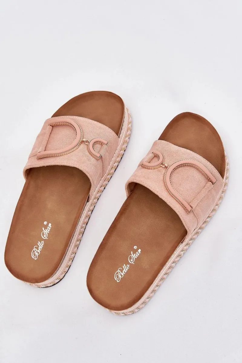 Boto Klapki Damskie Na Platformie Z Ozdobą Różowe Daphira