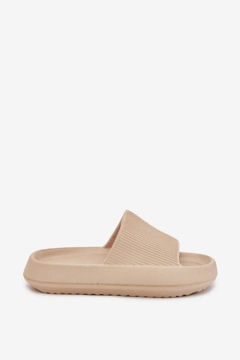 Sale Klapki Damskie Na Platformie Z Wycięciem Beżowe Ameira Damskie Klapki Basenowe|Klapki Na Platformie