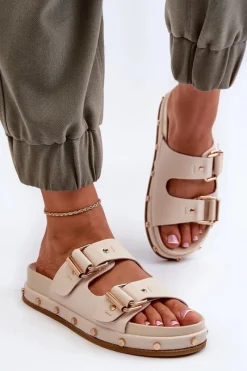 Online Big Star Shoes Klapki Damskie Na Platformie Big Star NN274083 Beżowe Beżowy