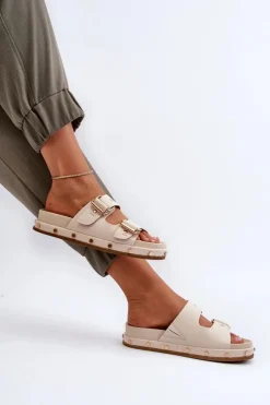 Online Big Star Shoes Klapki Damskie Na Platformie Big Star NN274083 Beżowe Beżowy