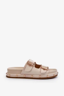 Online Big Star Shoes Klapki Damskie Na Platformie Big Star NN274083 Beżowe Beżowy