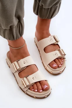 Online Big Star Shoes Klapki Damskie Na Platformie Big Star NN274083 Beżowe Beżowy