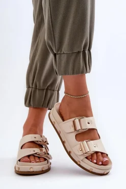 Online Big Star Shoes Klapki Damskie Na Platformie Big Star NN274083 Beżowe Beżowy