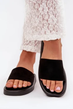 Online Boto Klapki Damskie Na Platformie Z Eko Zamszu Czarne Jorina Czarny