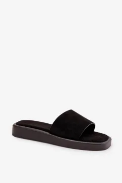 Online Boto Klapki Damskie Na Platformie Z Eko Zamszu Czarne Jorina Czarny