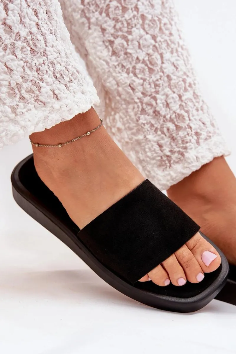 Online Boto Klapki Damskie Na Platformie Z Eko Zamszu Czarne Jorina Czarny