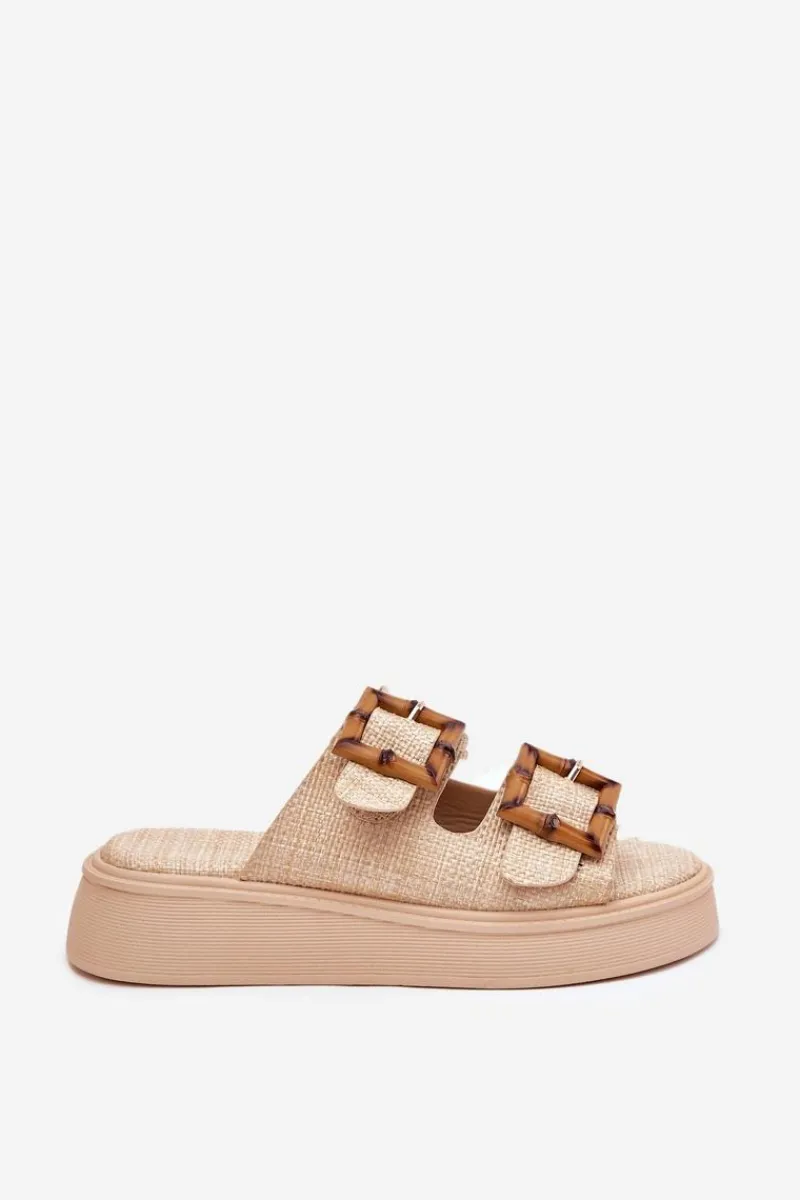 Klapki Na Platformie|Klapki Damskie Klasyczne>Boto Klapki Damskie Na Platformie Z Klamrami Beżowe Xanivia