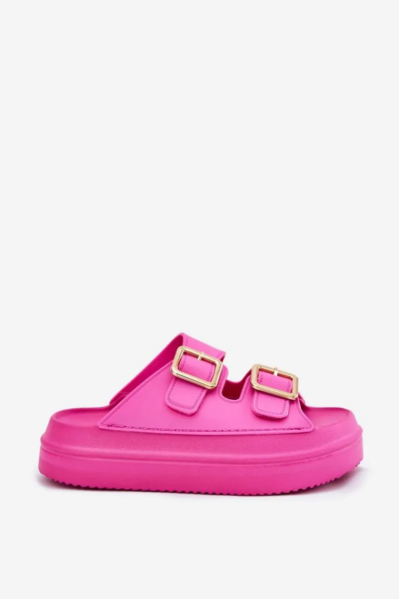 Online Klapki Damskie Na Platformie Ze Złotymi Klamrami Fuksja Zorila Damskie Klapki Na Platformie|Klapki Damskie Klasyczne