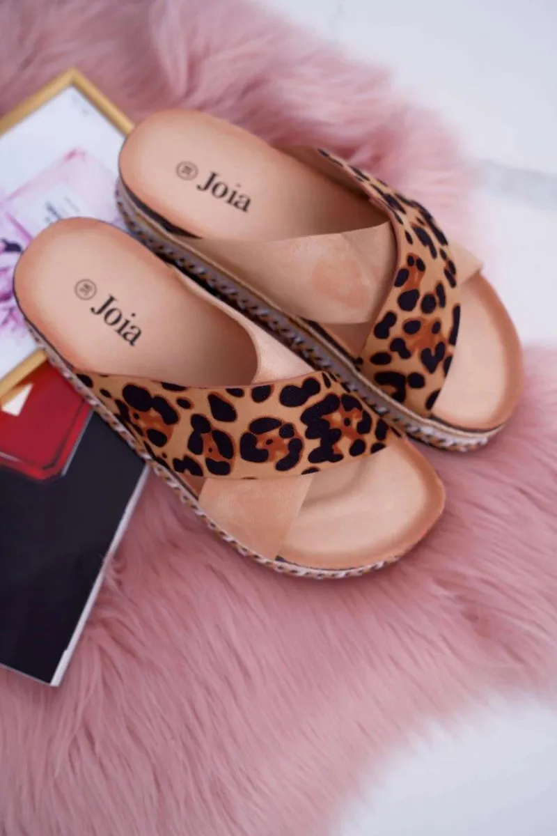 Klapki Na Platformie|Klapki Damskie Klasyczne>Boto Klapki Damskie Na Platformie Camel Leopard Greta