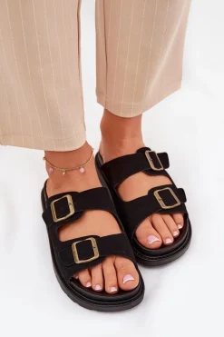 Klapki Damskie Na Platformie Z Klamrami Czarne Simbes Damskie Klapki Na Platformie|Klapki Damskie Klasyczne