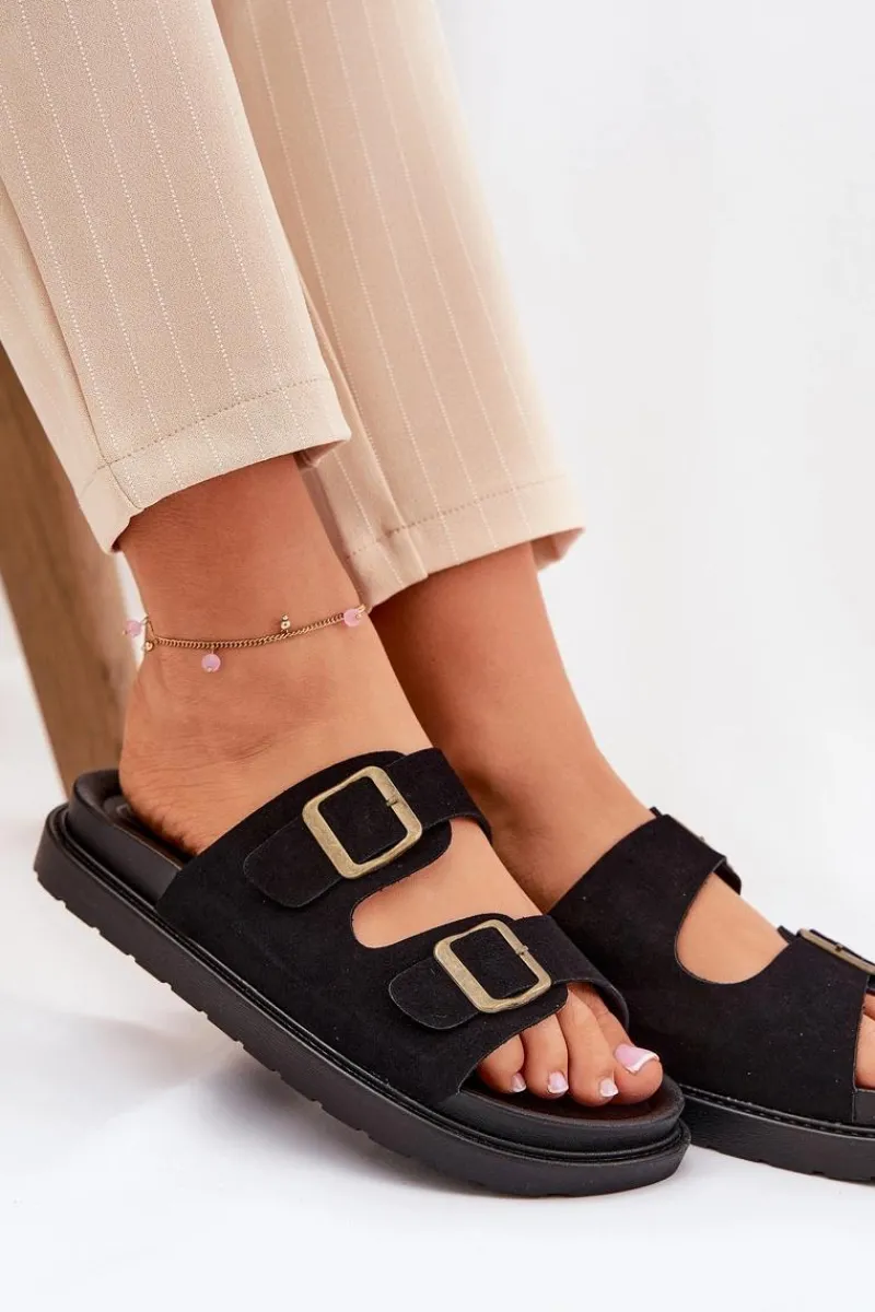 Klapki Damskie Na Platformie Z Klamrami Czarne Simbes Damskie Klapki Na Platformie|Klapki Damskie Klasyczne