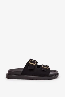 Klapki Damskie Na Platformie Z Klamrami Czarne Simbes Damskie Klapki Na Platformie|Klapki Damskie Klasyczne