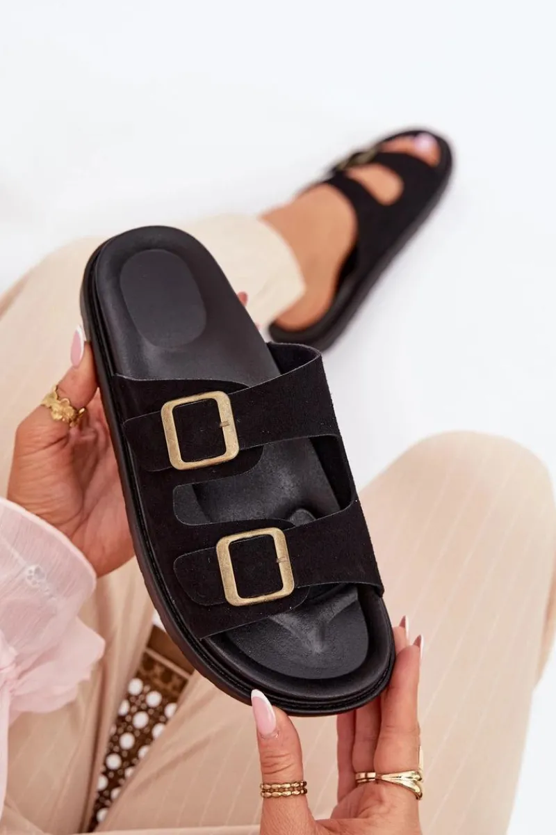 Klapki Damskie Na Platformie Z Klamrami Czarne Simbes Damskie Klapki Na Platformie|Klapki Damskie Klasyczne