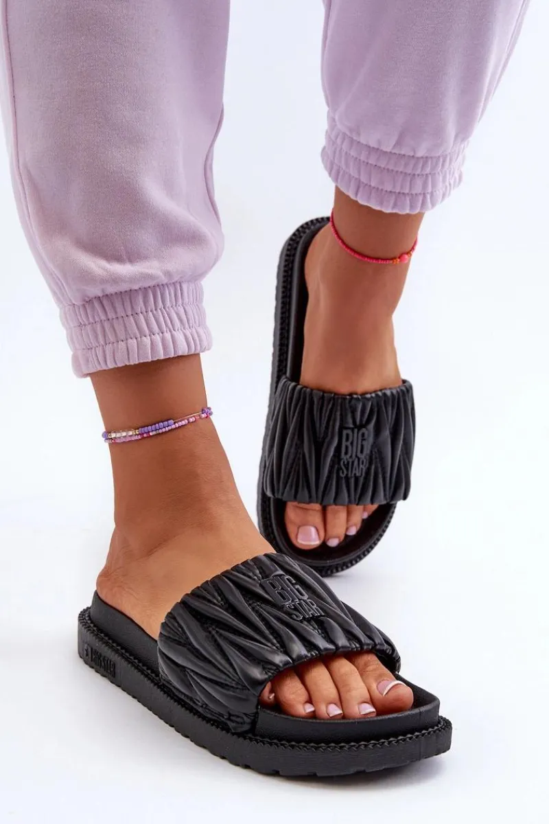 Clearance Big Star Shoes Klapki Damskie Na Platformie Big Star NN274A745 Czarne