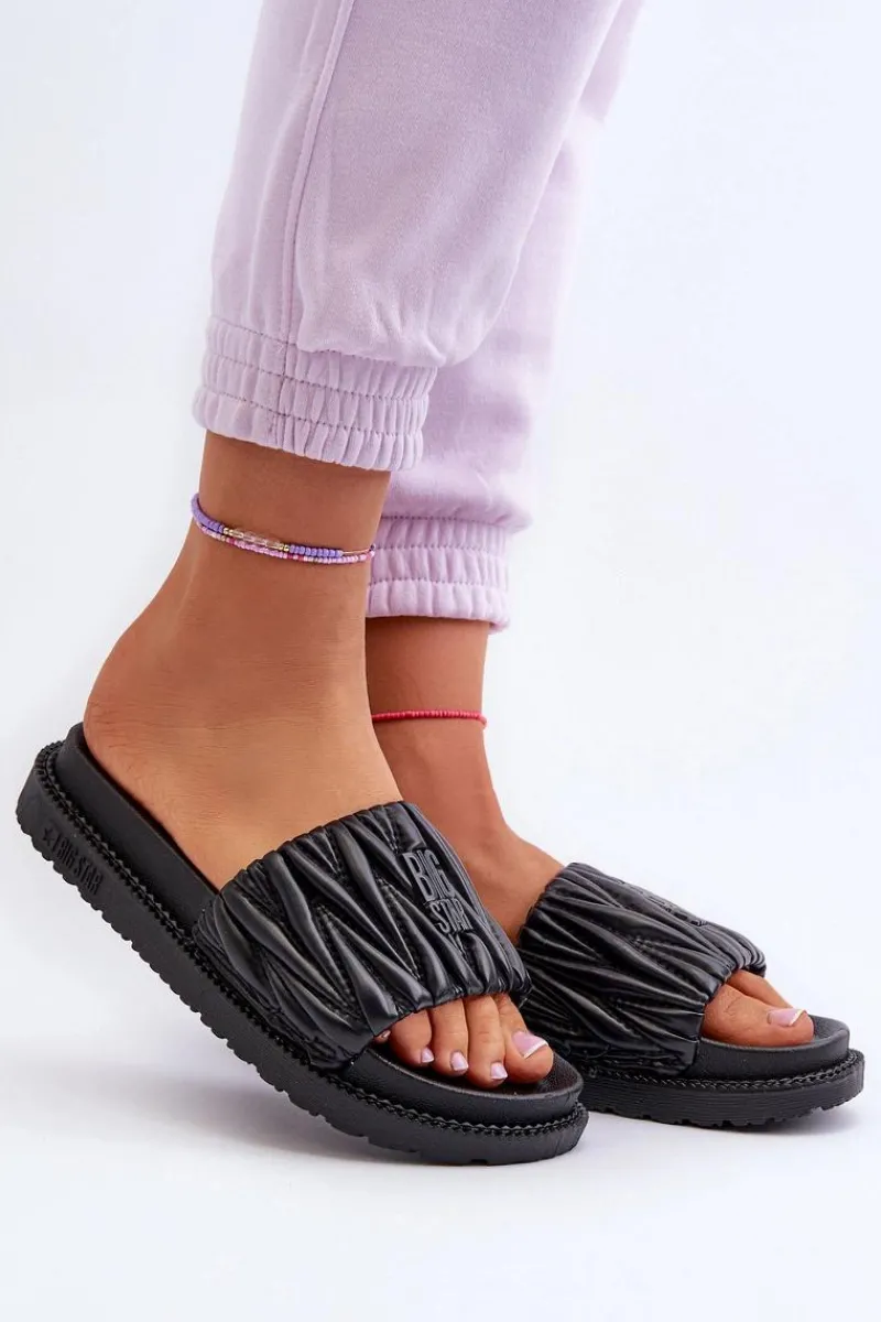 Clearance Big Star Shoes Klapki Damskie Na Platformie Big Star NN274A745 Czarne