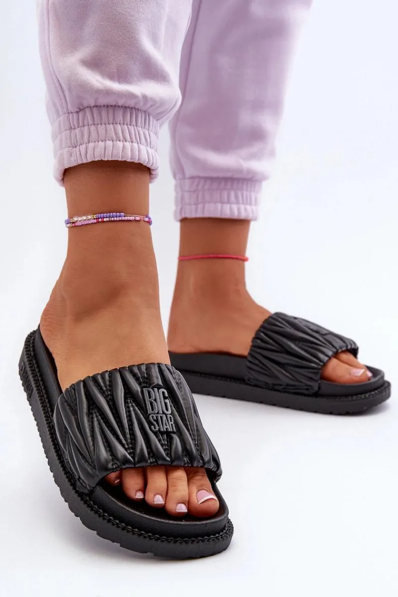 Clearance Big Star Shoes Klapki Damskie Na Platformie Big Star NN274A745 Czarne