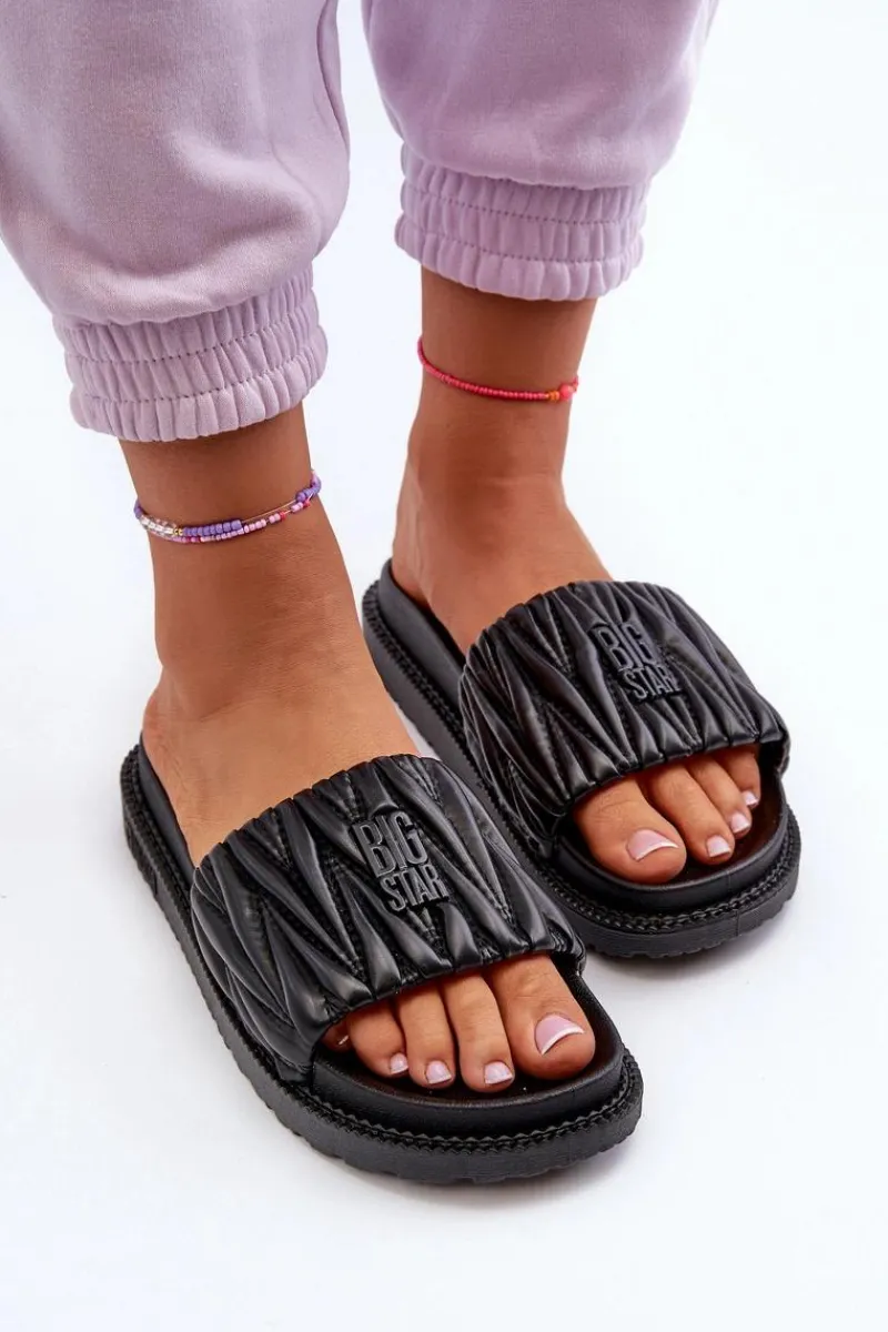 Clearance Big Star Shoes Klapki Damskie Na Platformie Big Star NN274A745 Czarne