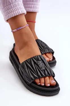 Clearance Big Star Shoes Klapki Damskie Na Platformie Big Star NN274A745 Czarne
