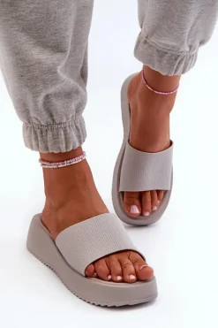 Klapki Na Koturnie|Klapki Na Platformie>Boto Klapki Damskie Na Platformie I Koturnie Szare Vimarils