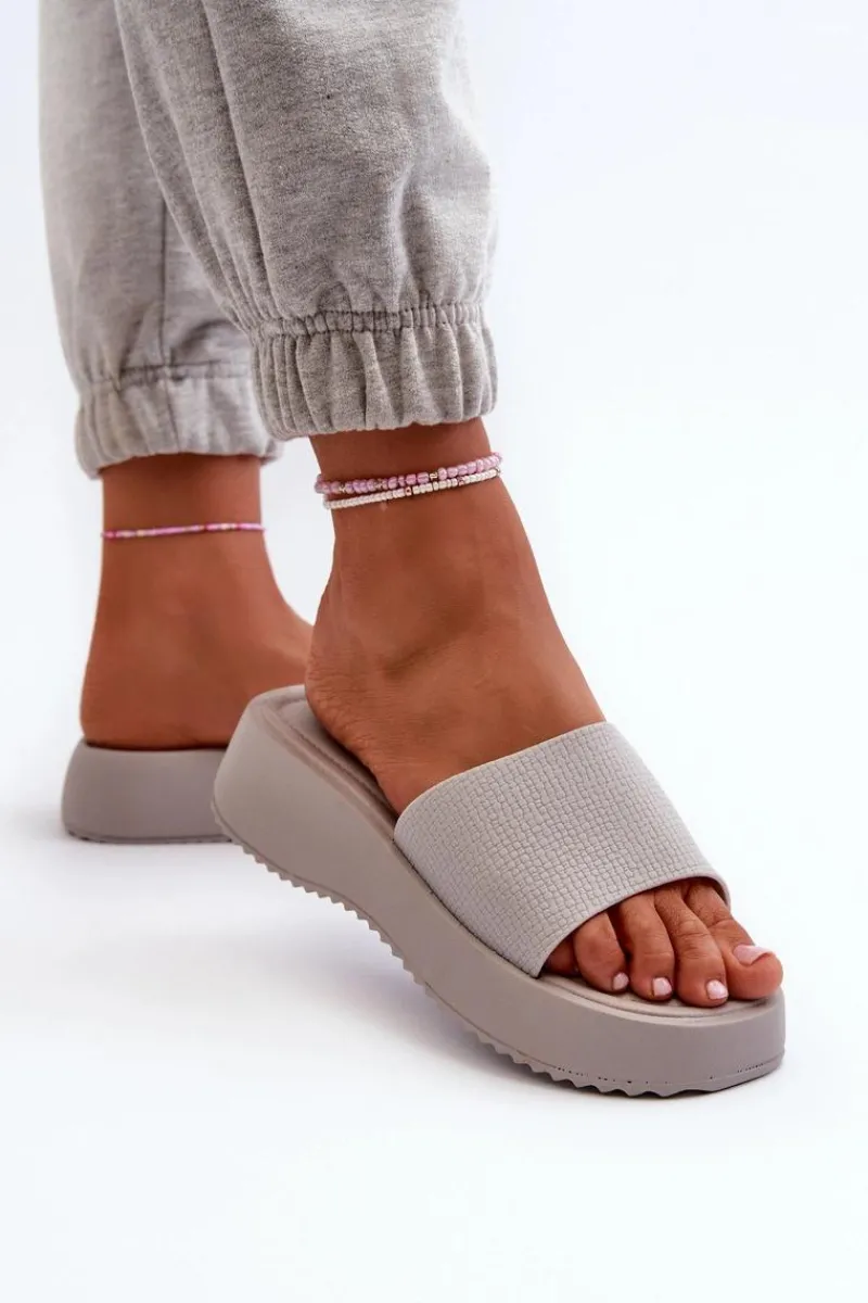 Klapki Na Koturnie|Klapki Na Platformie>Boto Klapki Damskie Na Platformie I Koturnie Szare Vimarils